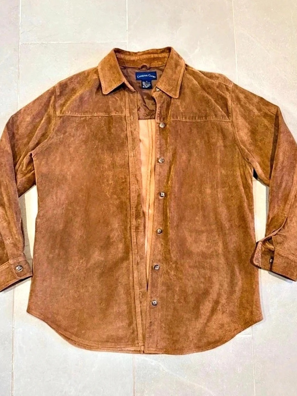 Charter Club Leather Shirt Jacket in Brown Size Medium Like New